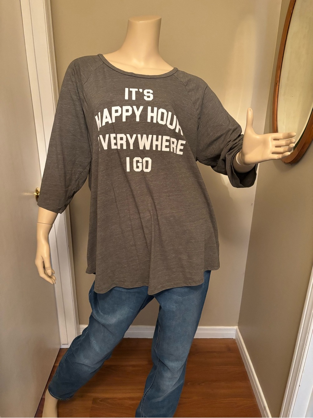 torrid Green Classic Fit 3/4 sleeve Tee with White Print